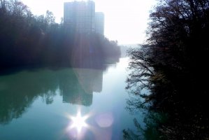 Photo taken at Passerelle du Lignon, Vernier, Switzerland with NIKON COOLPIX P100